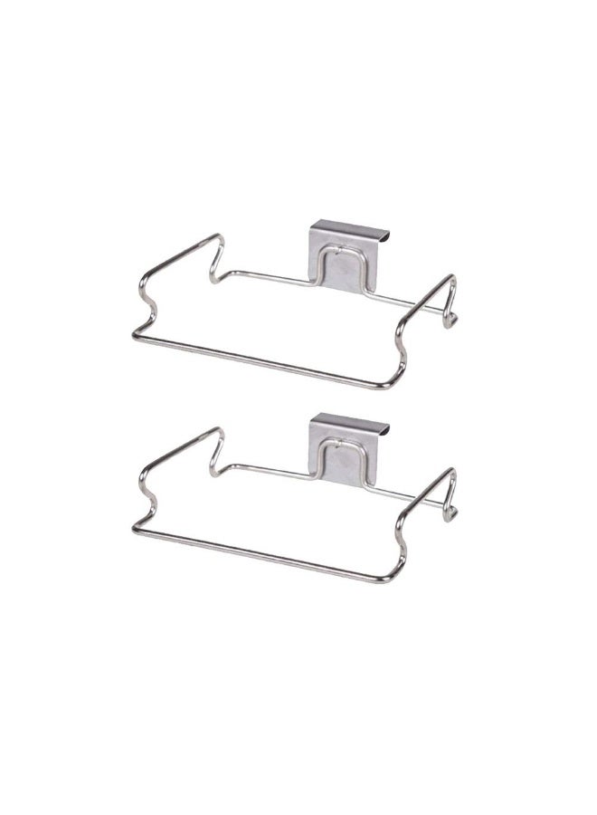 2 Pack Stainless Steel Trash Bag Holder, Garbage Storage Bags Rack, Hanging Garbage Bag Storage Organizer Rack for Kitchen Cabinets Doors and Cupboards Towel Gloves Hanger - Image 1